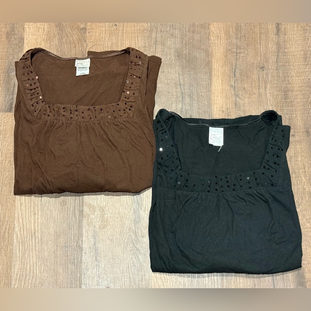Just My Size Bundle A Black And A Brown Shirts Sz4X(26X/28W)